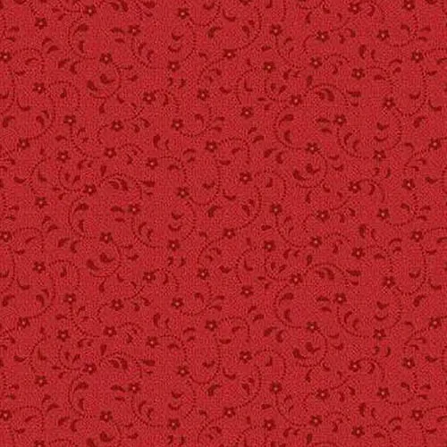 Katoen rood met donkerrodebloempjes